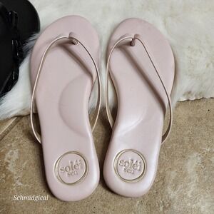 2 Solei Sea Flip Flop Sandals Bundle Blush Pink and Black Bow Thong Size 36 6